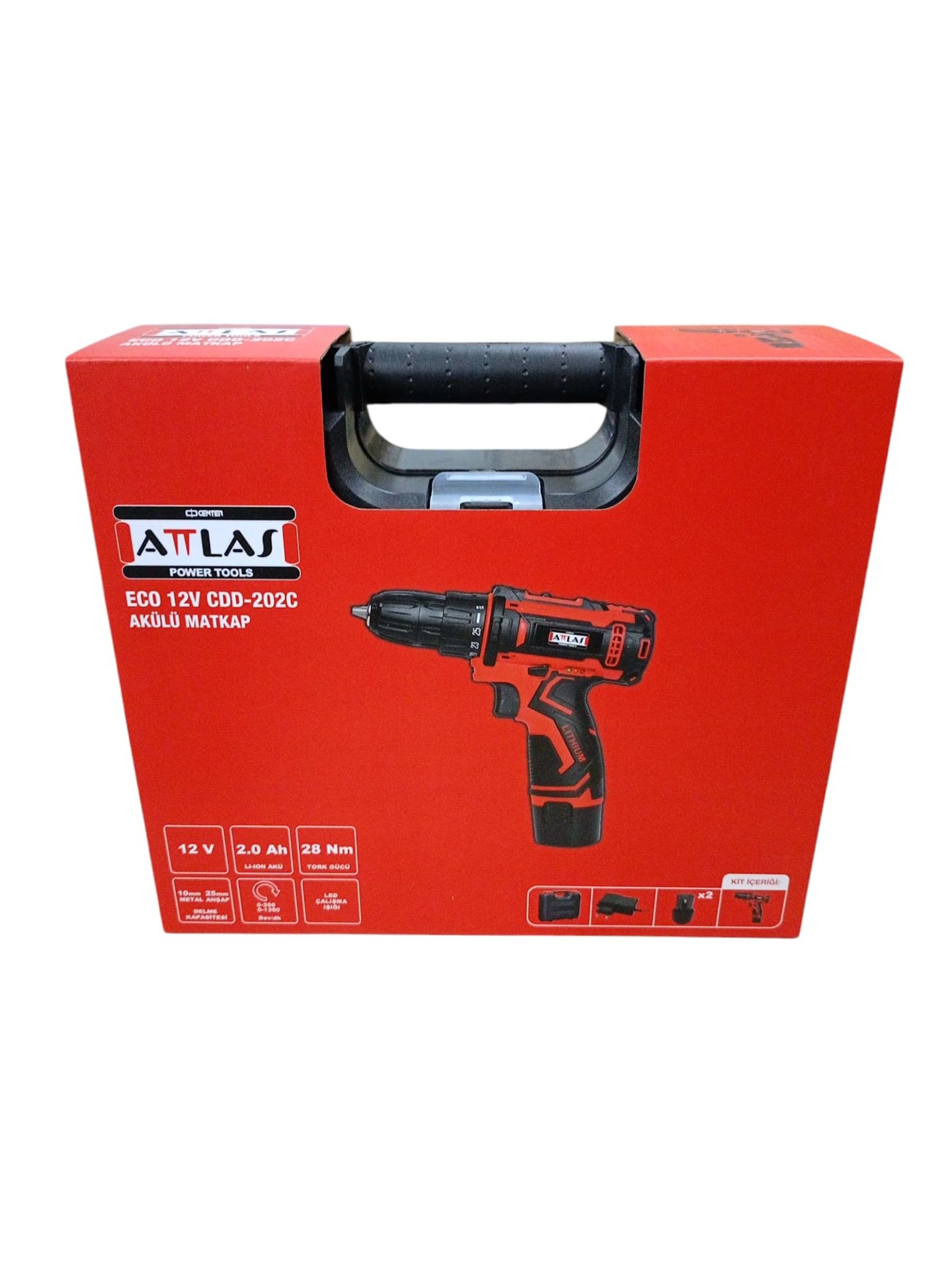 Attlas  ATLAS Eco 12V 2.0 Ah 28 Nm Tork Yeni kutulu Çift Li-Ion Akülü Vidalama Matkap